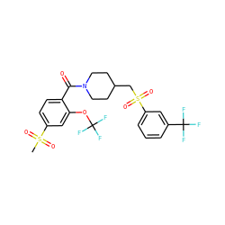 CS(=O)(=O)c1ccc(C(=O)N2CCC(CS(=O)(=O)c3cccc(C(F)(F)F)c3)CC2)c(OC(F)(F)F)c1 ZINC000103251129