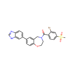 CS(=O)(=O)c1ccc(C(=O)N2CCOc3ccc(-c4ccc5nc[nH]c5c4)cc3C2)c(Br)c1 ZINC000095592502