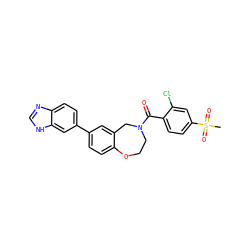 CS(=O)(=O)c1ccc(C(=O)N2CCOc3ccc(-c4ccc5nc[nH]c5c4)cc3C2)c(Cl)c1 ZINC000095587627