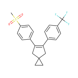 CS(=O)(=O)c1ccc(C2=C(c3ccc(C(F)(F)F)cc3)CC3(CC3)C2)cc1 ZINC000003814738