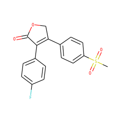CS(=O)(=O)c1ccc(C2=C(c3ccc(F)cc3)C(=O)OC2)cc1 ZINC000029478215