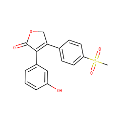 CS(=O)(=O)c1ccc(C2=C(c3cccc(O)c3)C(=O)OC2)cc1 ZINC000013818525