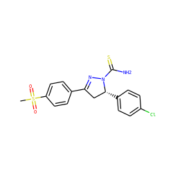 CS(=O)(=O)c1ccc(C2=NN(C(N)=S)[C@H](c3ccc(Cl)cc3)C2)cc1 ZINC000066260242