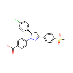 CS(=O)(=O)c1ccc(C2=NN(c3ccc(C(=O)O)cc3)[C@@H](c3ccc(Cl)cc3)C2)cc1 ZINC000653755605