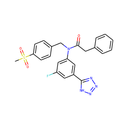 CS(=O)(=O)c1ccc(CN(C(=O)Cc2ccccc2)c2cc(F)cc(-c3nnn[nH]3)c2)cc1 ZINC000084722820