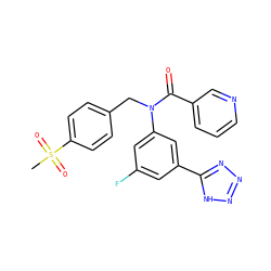 CS(=O)(=O)c1ccc(CN(C(=O)c2cccnc2)c2cc(F)cc(-c3nnn[nH]3)c2)cc1 ZINC000084722833