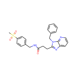 CS(=O)(=O)c1ccc(CNC(=O)CCc2nc3cccnc3n2Cc2ccccc2)cc1 ZINC001772643595