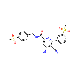CS(=O)(=O)c1ccc(CNC(=O)c2cc(N)c(C#N)c(-c3cccc(S(C)(=O)=O)c3)n2)cc1 ZINC000038151280