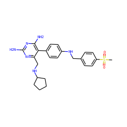 CS(=O)(=O)c1ccc(CNc2ccc(-c3c(N)nc(N)nc3CNC3CCCC3)cc2)cc1 ZINC000028571987