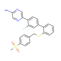 CS(=O)(=O)c1ccc(CSc2ccccc2-c2ccc(-c3cnc(N)cn3)c(F)c2)cc1 ZINC000224748849