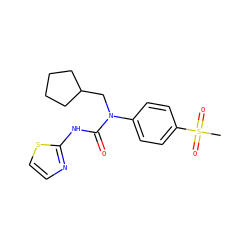 CS(=O)(=O)c1ccc(N(CC2CCCC2)C(=O)Nc2nccs2)cc1 ZINC000028121257