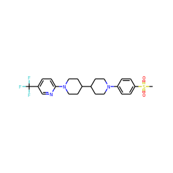 CS(=O)(=O)c1ccc(N2CCC(C3CCN(c4ccc(C(F)(F)F)cn4)CC3)CC2)cc1 ZINC000071334465