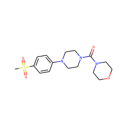 CS(=O)(=O)c1ccc(N2CCN(C(=O)N3CCOCC3)CC2)cc1 ZINC000103230841