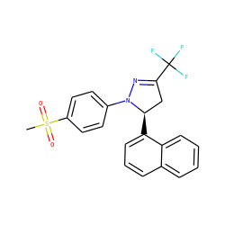 CS(=O)(=O)c1ccc(N2N=C(C(F)(F)F)C[C@H]2c2cccc3ccccc23)cc1 ZINC000299839441