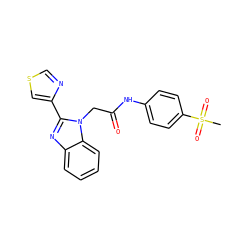 CS(=O)(=O)c1ccc(NC(=O)Cn2c(-c3cscn3)nc3ccccc32)cc1 ZINC000073294045
