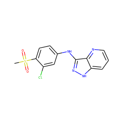 CS(=O)(=O)c1ccc(Nc2n[nH]c3cccnc23)cc1Cl ZINC000167036129