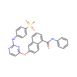 CS(=O)(=O)c1ccc(Nc2nccc(Oc3ccc4c(C(=O)Nc5ccccc5)cccc4c3)n2)cc1 ZINC000653786084