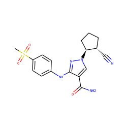 CS(=O)(=O)c1ccc(Nc2nn([C@H]3CCC[C@@H]3C#N)cc2C(N)=O)cc1 ZINC000205045961