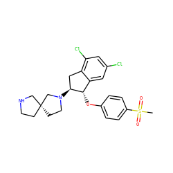 CS(=O)(=O)c1ccc(O[C@H]2c3cc(Cl)cc(Cl)c3C[C@@H]2N2CC[C@@]3(CCNC3)C2)cc1 ZINC000118258180