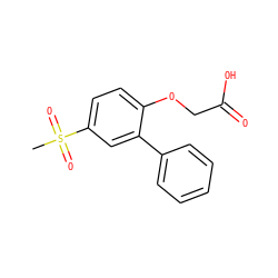CS(=O)(=O)c1ccc(OCC(=O)O)c(-c2ccccc2)c1 ZINC000071341326