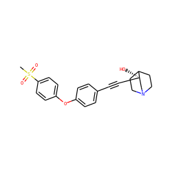 CS(=O)(=O)c1ccc(Oc2ccc(C#C[C@]3(O)CN4CCC3CC4)cc2)cc1 ZINC000073224269