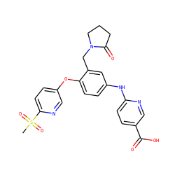 CS(=O)(=O)c1ccc(Oc2ccc(Nc3ccc(C(=O)O)cn3)cc2CN2CCCC2=O)cn1 ZINC000150066984