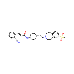 CS(=O)(=O)c1ccc2c(c1)CCN(CC[C@H]1CC[C@H](NC(=O)/C=C/c3ccccc3C#N)CC1)CC2 ZINC000299845987