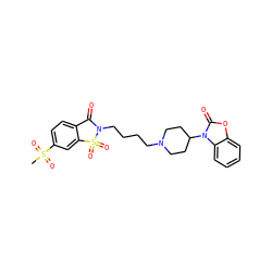 CS(=O)(=O)c1ccc2c(c1)S(=O)(=O)N(CCCCN1CCC(n3c(=O)oc4ccccc43)CC1)C2=O ZINC000026487334