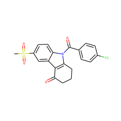 CS(=O)(=O)c1ccc2c(c1)c1c(n2C(=O)c2ccc(Cl)cc2)CCCC1=O ZINC000914431330