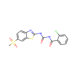 CS(=O)(=O)c1ccc2nc(NC(=O)NC(=O)c3ccccc3Cl)sc2c1 ZINC000117120975