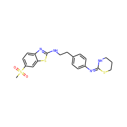 CS(=O)(=O)c1ccc2nc(NCCc3ccc(/N=C4\NCCCS4)cc3)sc2c1 ZINC000049110044
