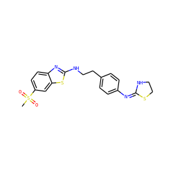 CS(=O)(=O)c1ccc2nc(NCCc3ccc(/N=C4\NCCS4)cc3)sc2c1 ZINC000049032063