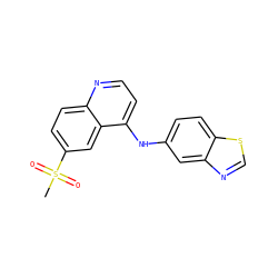 CS(=O)(=O)c1ccc2nccc(Nc3ccc4scnc4c3)c2c1 ZINC000140021788