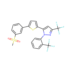 CS(=O)(=O)c1cccc(-c2ccc(-c3cc(C(F)(F)F)nn3-c3ccccc3C(F)(F)F)s2)c1 ZINC000148636894