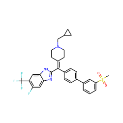 CS(=O)(=O)c1cccc(-c2ccc(C(=C3CCN(CC4CC4)CC3)c3nc4cc(F)c(C(F)(F)F)cc4[nH]3)cc2)c1 ZINC000038157851