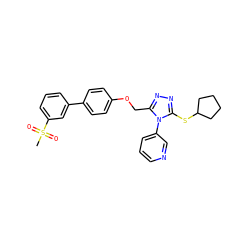 CS(=O)(=O)c1cccc(-c2ccc(OCc3nnc(SC4CCCC4)n3-c3cccnc3)cc2)c1 ZINC000095596520