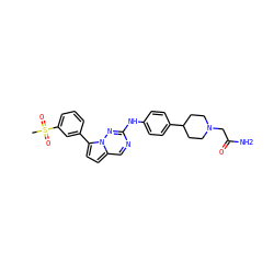 CS(=O)(=O)c1cccc(-c2ccc3cnc(Nc4ccc(C5CCN(CC(N)=O)CC5)cc4)nn23)c1 ZINC000073223148