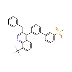 CS(=O)(=O)c1cccc(-c2cccc(-c3c(Cc4ccccc4)cnc4c(C(F)(F)F)cccc34)c2)c1 ZINC000049088346