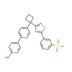 CS(=O)(=O)c1cccc(-c2nc(C3(c4ccc(-c5cnc(N)nc5)nc4)CCC3)no2)c1 ZINC000096175414