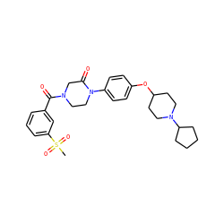 CS(=O)(=O)c1cccc(C(=O)N2CCN(c3ccc(OC4CCN(C5CCCC5)CC4)cc3)C(=O)C2)c1 ZINC000028870401