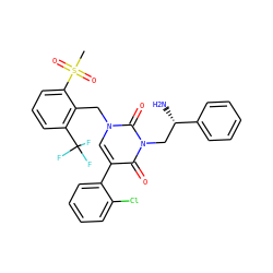 CS(=O)(=O)c1cccc(C(F)(F)F)c1Cn1cc(-c2ccccc2Cl)c(=O)n(C[C@H](N)c2ccccc2)c1=O ZINC000028474722