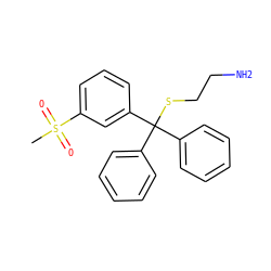 CS(=O)(=O)c1cccc(C(SCCN)(c2ccccc2)c2ccccc2)c1 ZINC000084619780