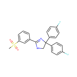 CS(=O)(=O)c1cccc(C2=NC(c3ccc(F)cc3)(c3ccc(F)cc3)CN2)c1 ZINC000038396024