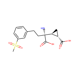 CS(=O)(=O)c1cccc(CC[C@](N)(C(=O)O)[C@H]2C[C@@H]2C(=O)O)c1 ZINC000013777436