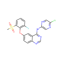 CS(=O)(=O)c1cccc(F)c1Oc1ccc2ncnc(Nc3cnc(Cl)cn3)c2c1 ZINC000045300150