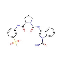 CS(=O)(=O)c1cccc(NC(=O)[C@@H]2CCCN2C(=O)Nc2cn(C(N)=O)c3ccccc23)c1 ZINC000148046376
