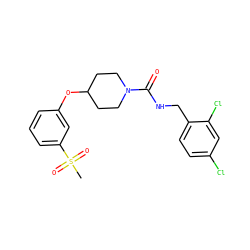 CS(=O)(=O)c1cccc(OC2CCN(C(=O)NCc3ccc(Cl)cc3Cl)CC2)c1 ZINC000045349230