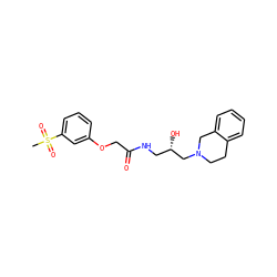 CS(=O)(=O)c1cccc(OCC(=O)NC[C@H](O)CN2CCc3ccccc3C2)c1 ZINC000218909453