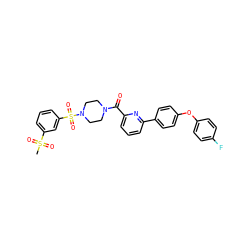 CS(=O)(=O)c1cccc(S(=O)(=O)N2CCN(C(=O)c3cccc(-c4ccc(Oc5ccc(F)cc5)cc4)n3)CC2)c1 ZINC000113667708