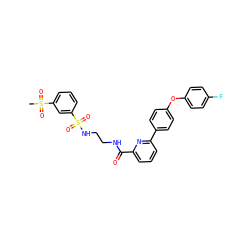 CS(=O)(=O)c1cccc(S(=O)(=O)NCCNC(=O)c2cccc(-c3ccc(Oc4ccc(F)cc4)cc3)n2)c1 ZINC000113664248